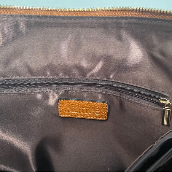 Used Kattee Tan Pebbled Genuine Leather Tote Bag Does not have shoulder strap - Picture 5 of 8